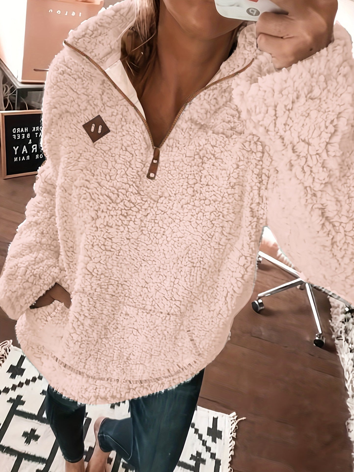 Emma™ | Cozy Teddy Half-Zip Sweater