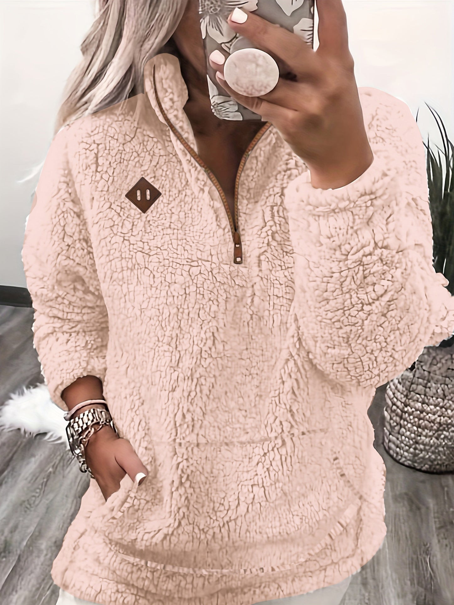 Emma™ | Cozy Teddy Half-Zip Sweater