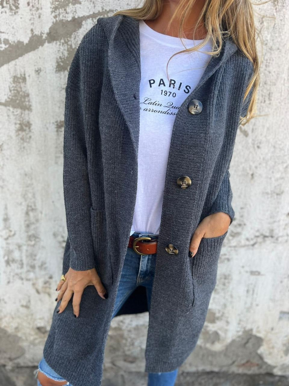 Yasmine™ | Long Knit Hooded Cardigan