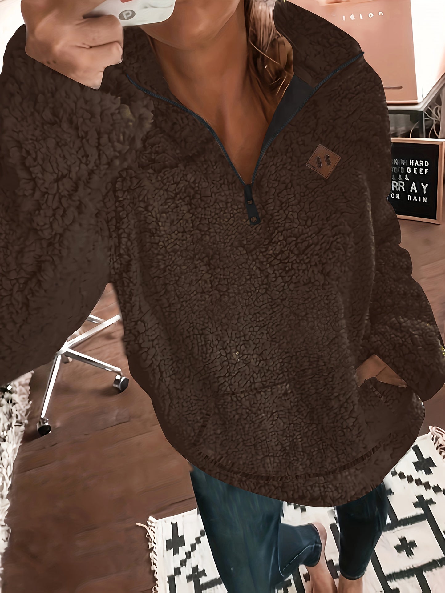 Emma™ | Cozy Teddy Half-Zip Sweater